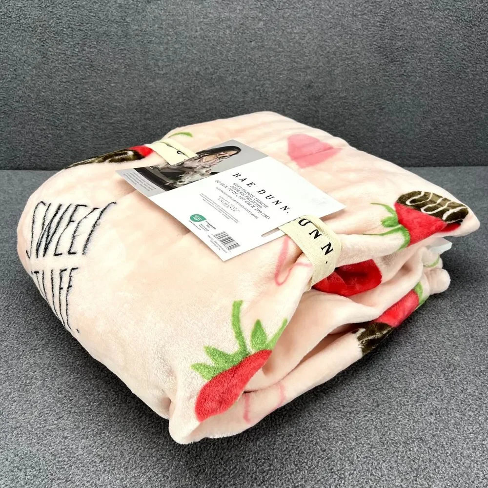Rae Dunn Sweet‎ Stuff Chocolate Strawberry Blanket Soft Plush Throw 50x70 NWT